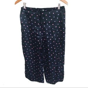 LA SENZA Polka Dot Pyjama Crop Bottoms With Edging Lace Trim Black Size Small